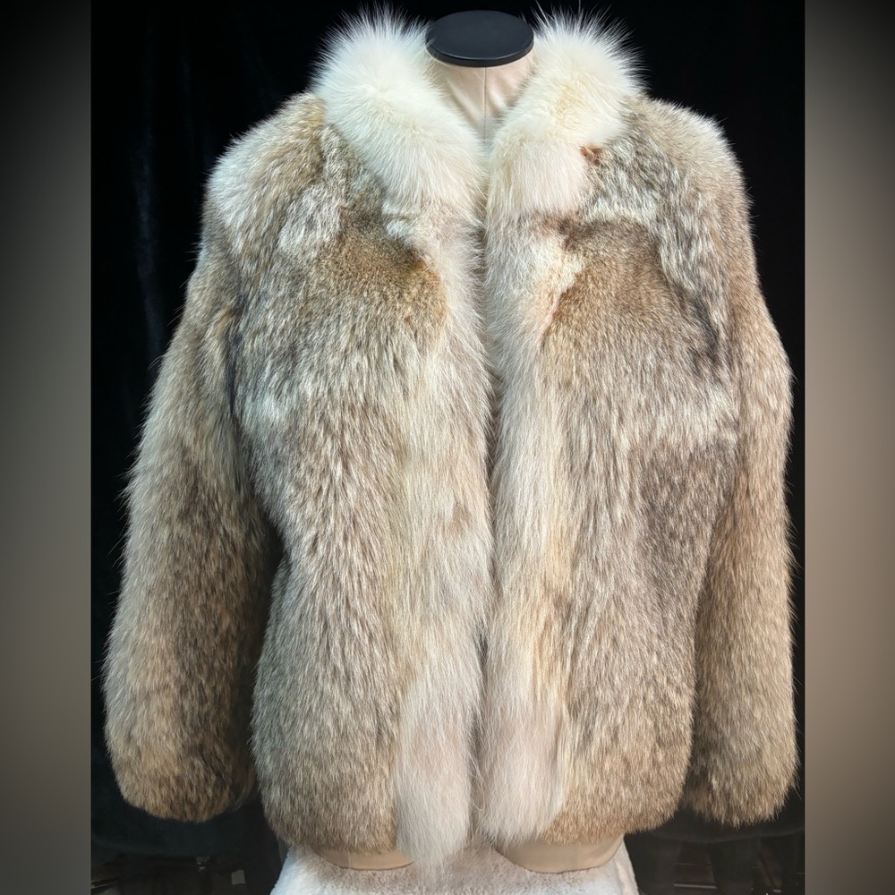 Genuine coyote and fox fur jacket small - medium